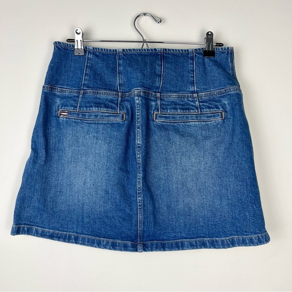 Alice + Olivia Paxton High Rise Zip Front Denim Mini Skirt - Picture 4 of 8